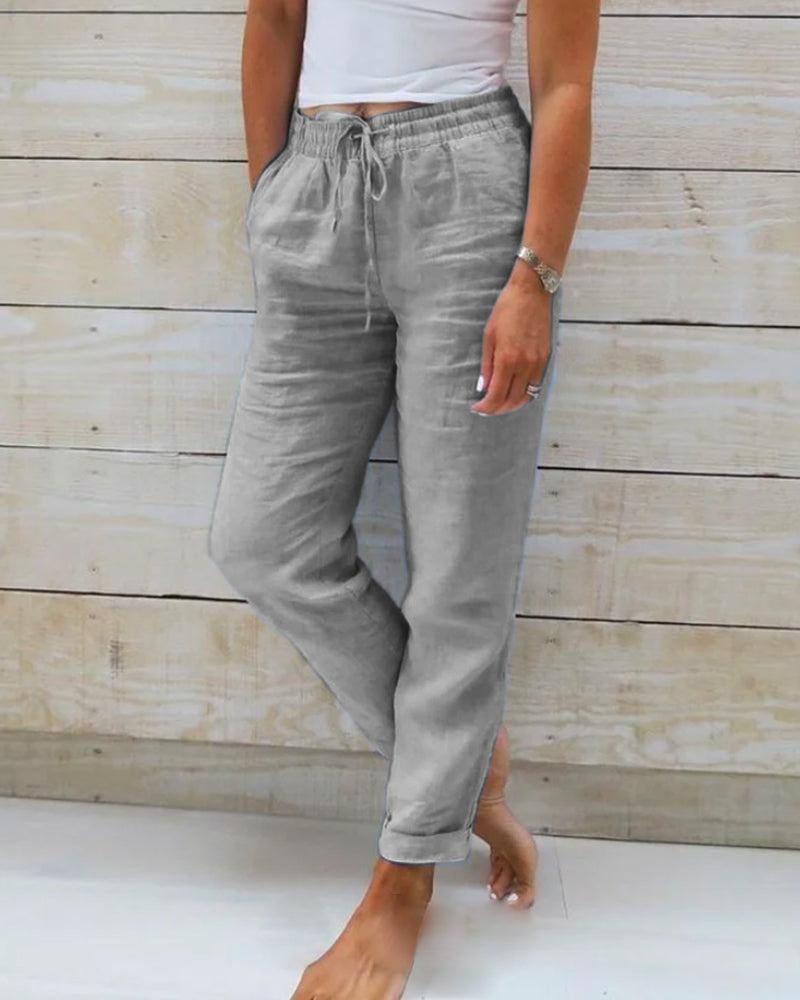 👖 55% RABATT! Damen Baumwoll-Leinenhose mit elastischem Bund – Lässig, atmungsaktiv & perfekt für Sommer!