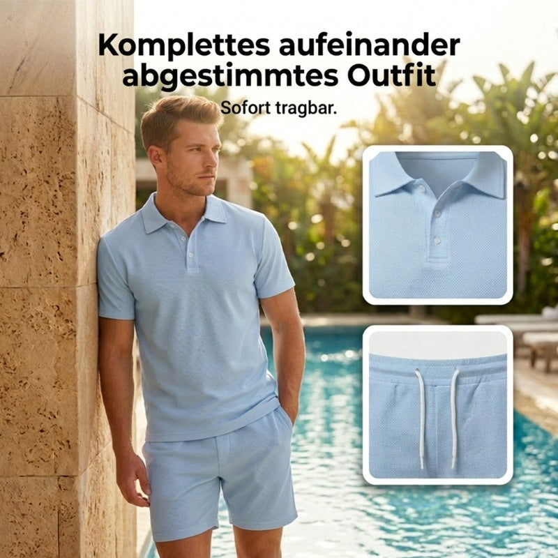 👔 Lässiges Herren Polo & Shorts Set ✨ Sommerliches 2-teiliges Freizeit-Outfit für Strand, Stadt & Urlaub