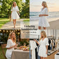 🌸 50 % RABATT FÜR BEGRENZTE ZEIT! 👗 Weißes Urlaubskleid mit V-Ausschnitt & Lochstickerei – Glockenärmel, taillierter Spitzenbund, luftig für Strand, Hochzeit & romantische Dinner