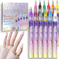 🎁Het tilbud 50 % RABATT ⏳12 Shades Dual-Tip neglelakk-markørsett, hurtigtørkende malepennene til DIY-negledesign💅