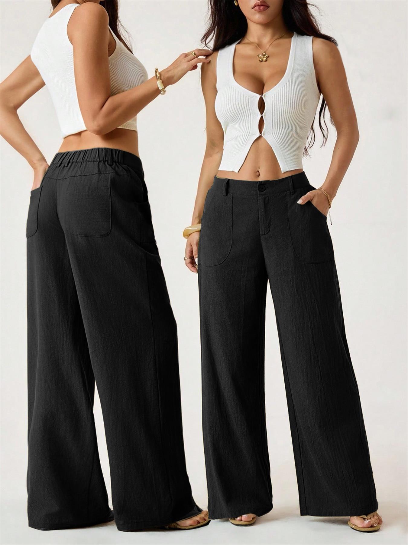 🔥 Neu 2026! 50% Rabatt Damen Leinen-Baumwoll Weite Hose 🤍 Hoher Bund, luftig für Sommer & Alltag