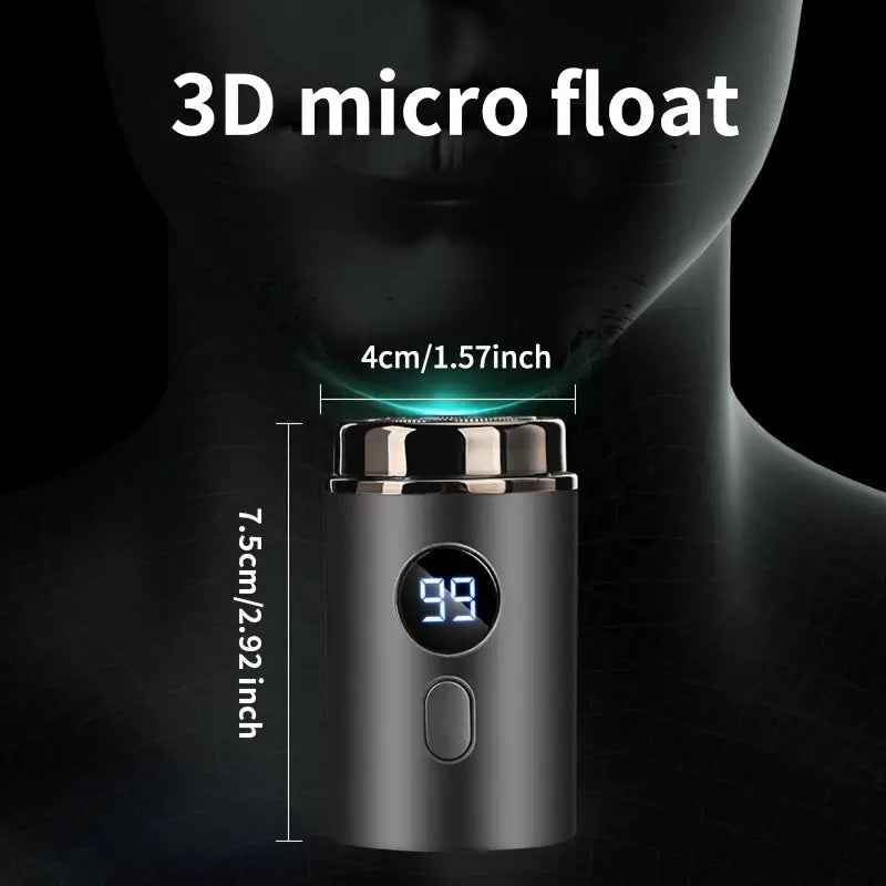 🪒 Mini Elektrorasierer ✨ Wasserdichter Reise Rasierer aus 304-Edelstahl | Nass&Trocken Mini Rasierapparat mit Digitalanzeige für Herren Unterwegs