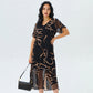 🔥 Letzter Tag! 50% Rabatt Damen V-Ausschnitt Midi-Kleid mit Schlitz ✨ Fließendes figurfreundliches Kleid für Alltag & besondere Anlässe
