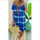Batik-Streifen Kurzarm Loose T-Shirt-Kleid
