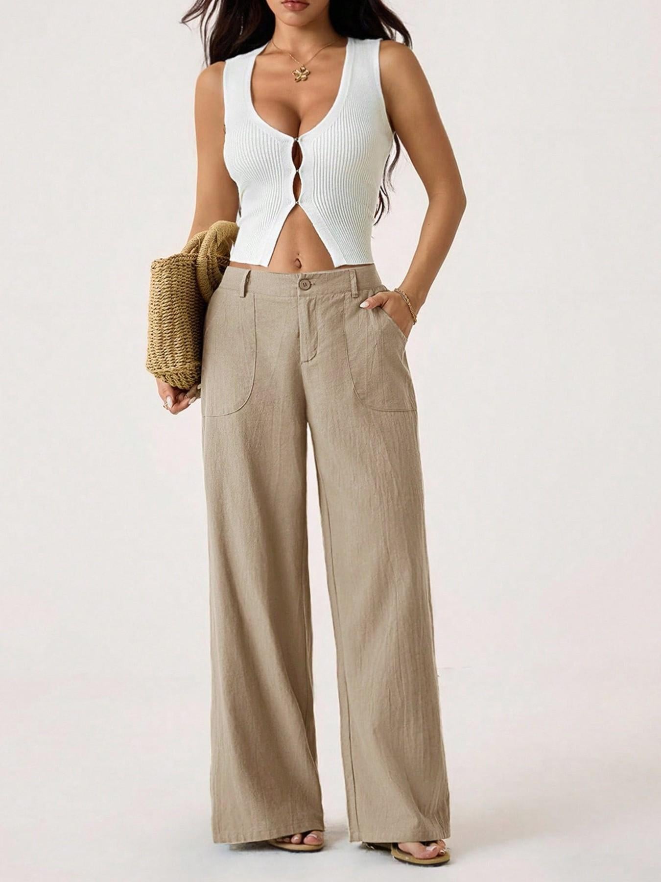 🔥 Neu 2026! 50% Rabatt Damen Leinen-Baumwoll Weite Hose 🤍 Hoher Bund, luftig für Sommer & Alltag