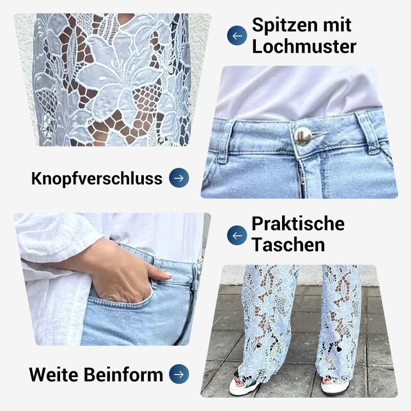💃Sommer-Hot-Sale - 50% Rabatt🌸Gespleißte Jeans mit Spitze👖