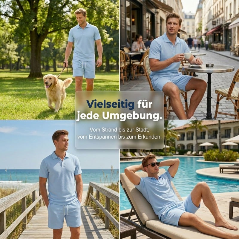 👔 Lässiges Herren Polo & Shorts Set ✨ Sommerliches 2-teiliges Freizeit-Outfit für Strand, Stadt & Urlaub