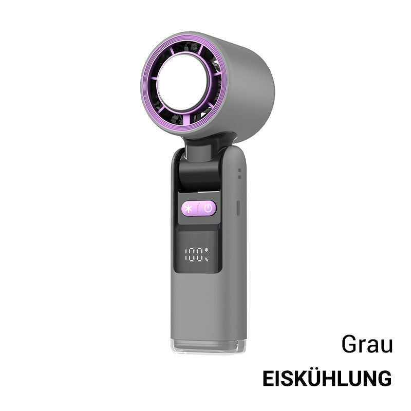 ❄️ SOMMERAKTION -50% NUR KURZE ZEIT! 🧊 Mini Handventilator mit Eiskühlfunktion – 4000mAh Akku, kompakt 183mm, 3 Farben Grau/Rosa/Weiß für Strand, Büro & Unterwegs