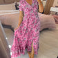💃Heiss 50% Rabatt🔥Kostenloser Versand - Bequemes V-Ausschnitt Blumenkleid🌷