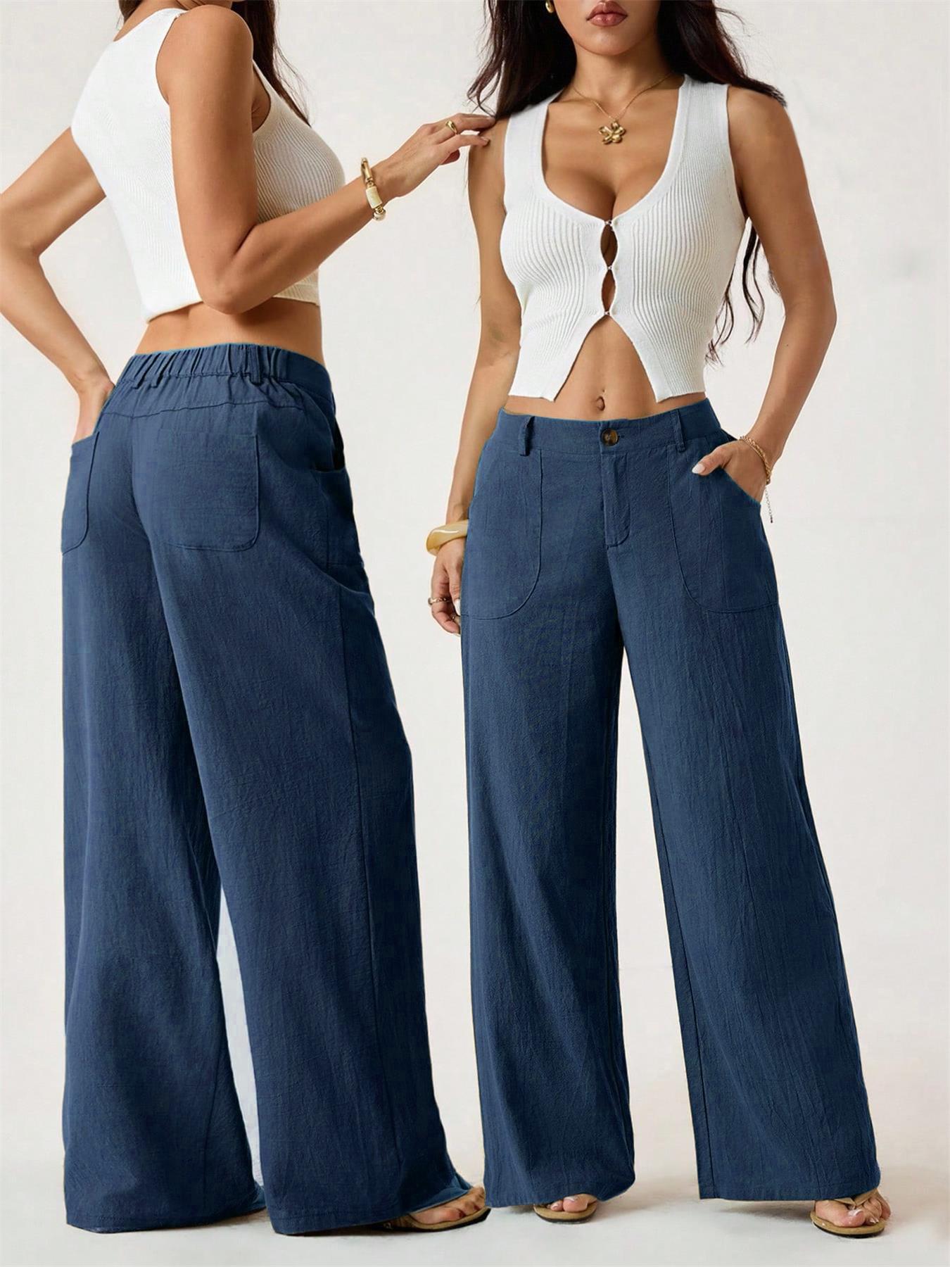 🔥 Neu 2026! 50% Rabatt Damen Leinen-Baumwoll Weite Hose 🤍 Hoher Bund, luftig für Sommer & Alltag