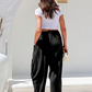 ☀️ 50 % RABATT FÜR BEGRENZTE ZEIT! 👖 Damen Leinen-Optik Weitbein Freizeithose – Elastischer Kordelbund, große Taschen, luftig für Sommer & Urlaub 🤎