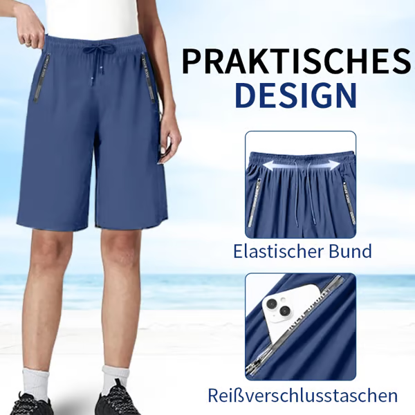 🎉⏳Unisex Eisside-Knie-Shorts aus schnelltrocknendem Stretchstoff – Luftige Freizeithose mit Taschen für Sport & Sommeralltag
