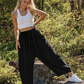 ☀️ 50 % RABATT FÜR BEGRENZTE ZEIT! 👖 Damen Leinen-Optik Weitbein Freizeithose – Elastischer Kordelbund, große Taschen, luftig für Sommer & Urlaub 🤎