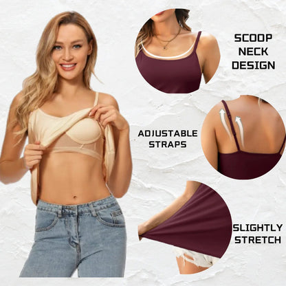 ☀️ 50 % RABATT FÜR BEGRENZTE ZEIT! 👚 Damen Tanktop mit integriertem BH – Verstellbare Träger, elastischer Stoff und runder Ausschnitt für Alltag & Layering 🤍