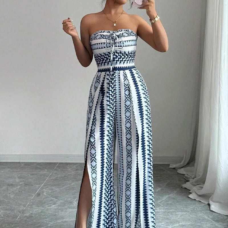 ✨Damen Jumpsuit Schulterfrei Floral im Boho-Stil – Eleganter Sommer-Overall mit Bardot-Ausschnitt – 50% Rabatt