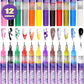 🎁Het tilbud 50 % RABATT ⏳12 Shades Dual-Tip neglelakk-markørsett, hurtigtørkende malepennene til DIY-negledesign💅