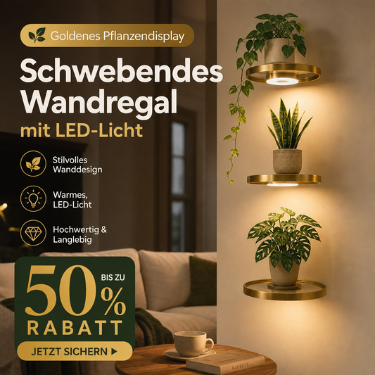 🏠 JETZT 50 % RABATT! 💡 Schwebendes Wandregal mit integrierter LED-Stimmungsbeleuchtung – Moderne Pflanzenpräsentation – Perfekt für Indoor-Gärten und Wohnungen ✨