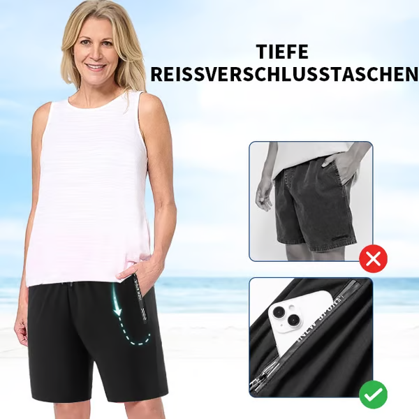 🎉⏳Unisex Eisside-Knie-Shorts aus schnelltrocknendem Stretchstoff – Luftige Freizeithose mit Taschen für Sport & Sommeralltag
