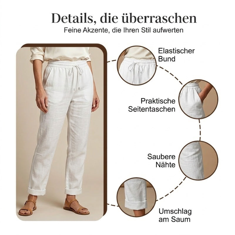 👖 55% RABATT! Damen Baumwoll-Leinenhose mit elastischem Bund – Lässig, atmungsaktiv & perfekt für Sommer!