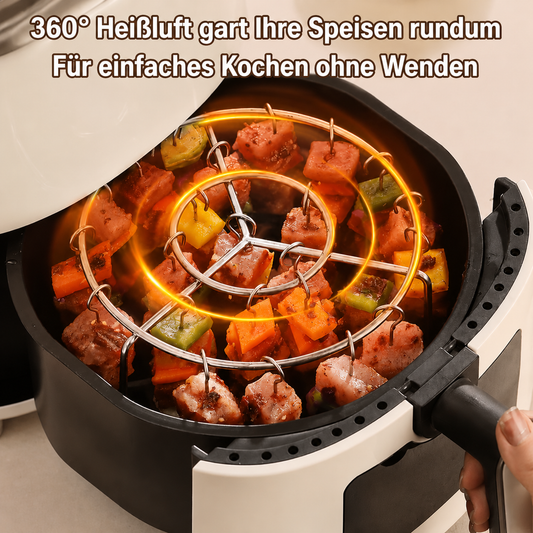 🍗 50% RABATT! 🥩 Vertikaler Kebab-Grill für die Heißluftfritteuse – inklusive hitzebeständiger Handschuhe – Perfekt für saftige Spieße & knusprige Hähnchen – gleichmäßige Garung & einfache Reinigung 🍢✨🔥