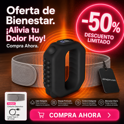 🔥 OFERTA LIMITADA -50% DESCUENTO! Anillo masajeador manual 5 velocidades con correa deportiva ajustable, calor relajante para aliviar dolores musculares