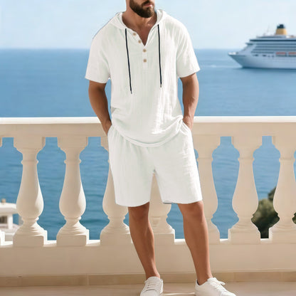 🏝️ Modisches Strand- & Freizeit-Outfit – Leichtes Herren-Set mit Kapuze, ideal für Urlaub & Alltag!