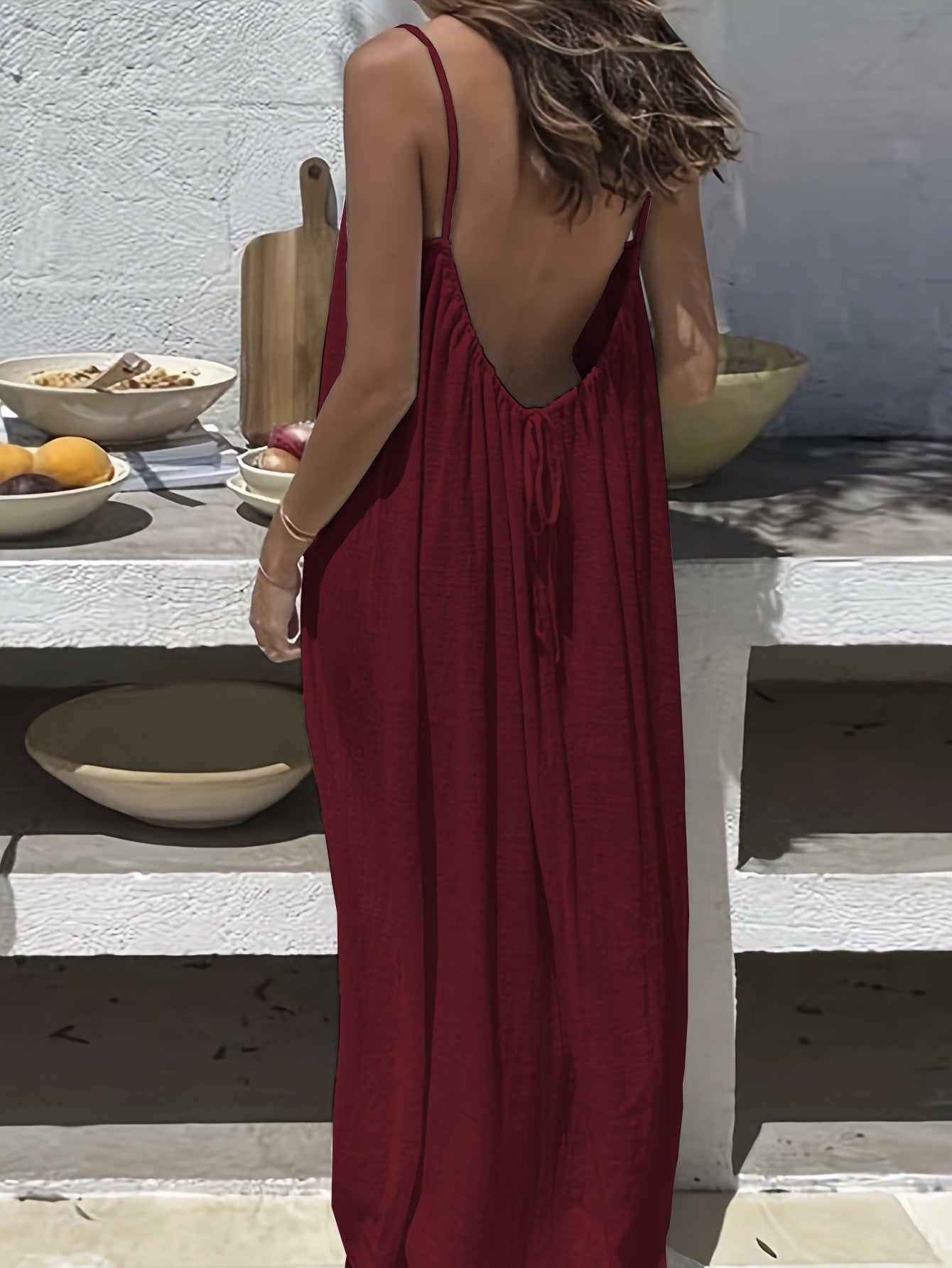 💃LETZTER TAG DES SALE – 50 % RABATT!!✨Einfarbiges rückenfreies Cami-Kleid für Damen💕