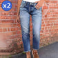👖 Modische Slim-Fit-Jeans im Used-Look – Damen Denim mit Fransen & bequemem Schnitt!