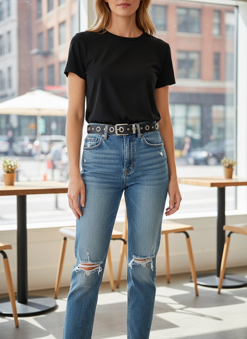 👖 Modische Slim-Fit-Jeans im Used-Look – Damen Denim mit Fransen & bequemem Schnitt!