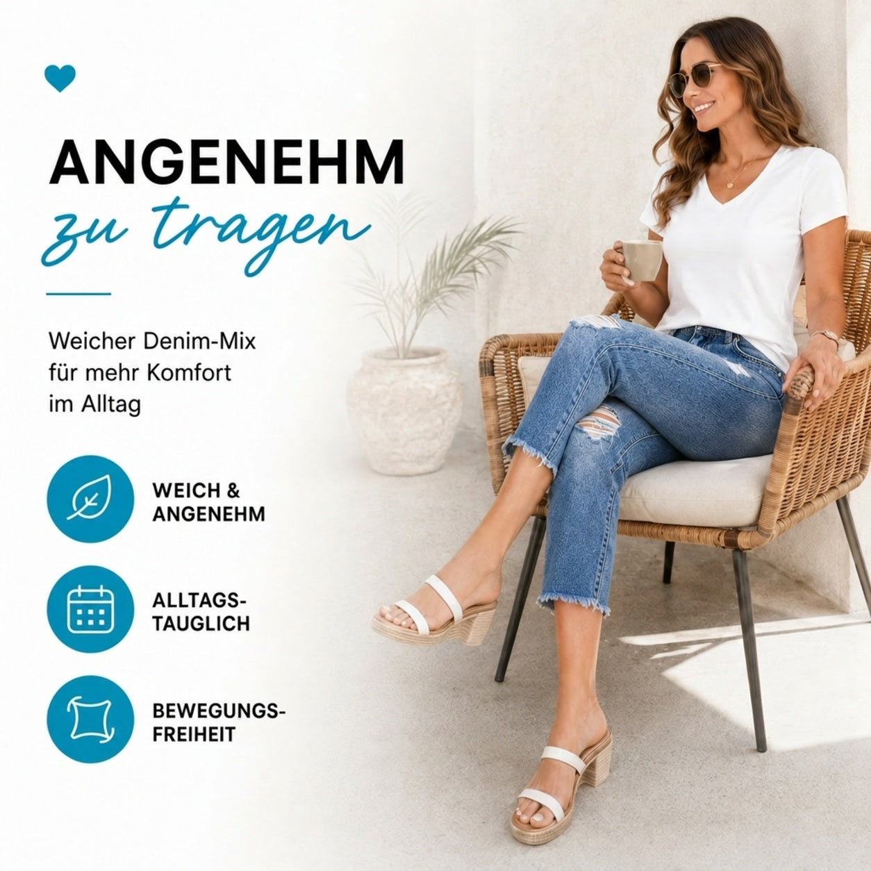 👖 Modische Slim-Fit-Jeans im Used-Look – Damen Denim mit Fransen & bequemem Schnitt!