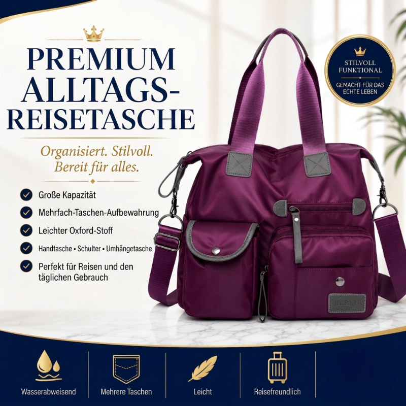 👜 LETZTER TAG 50% RABATT! Premium Alltags- & Reisetasche aus leichtem wasserabweisendem Oxford-Stoff, 3 Tragevarianten & viele Fächer