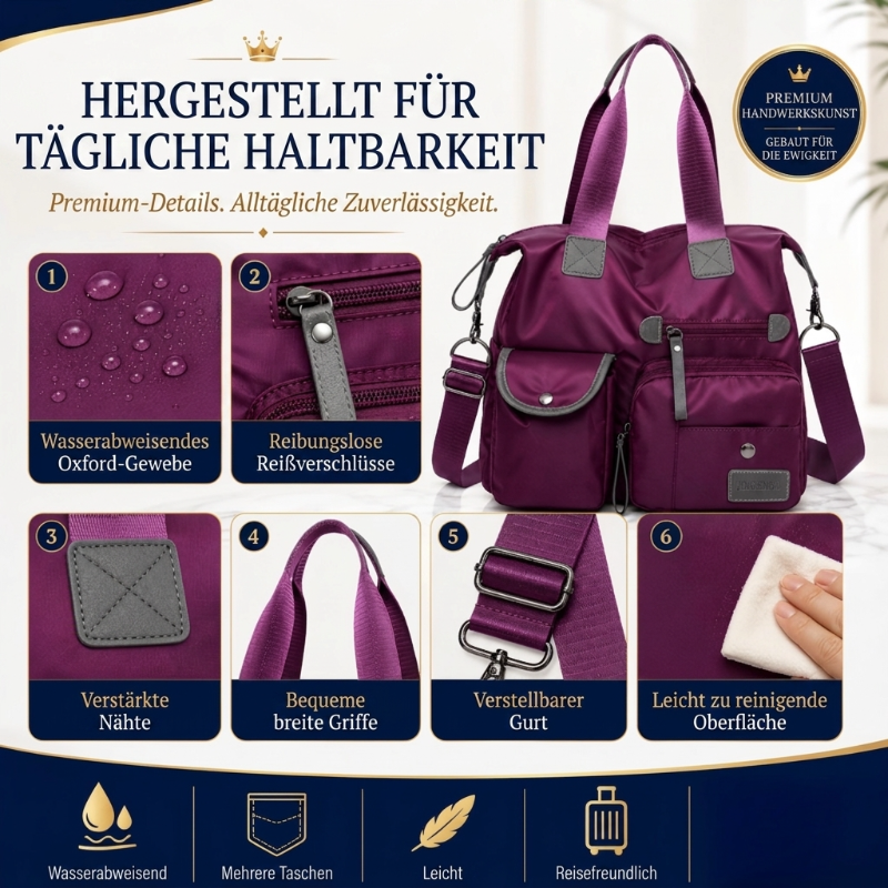 👜 LETZTER TAG 50% RABATT! Premium Alltags- & Reisetasche aus leichtem wasserabweisendem Oxford-Stoff, 3 Tragevarianten & viele Fächer