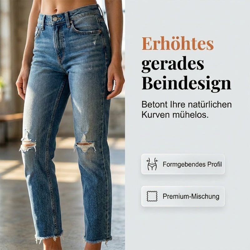 👖 Modische Slim-Fit-Jeans im Used-Look – Damen Denim mit Fransen & bequemem Schnitt!