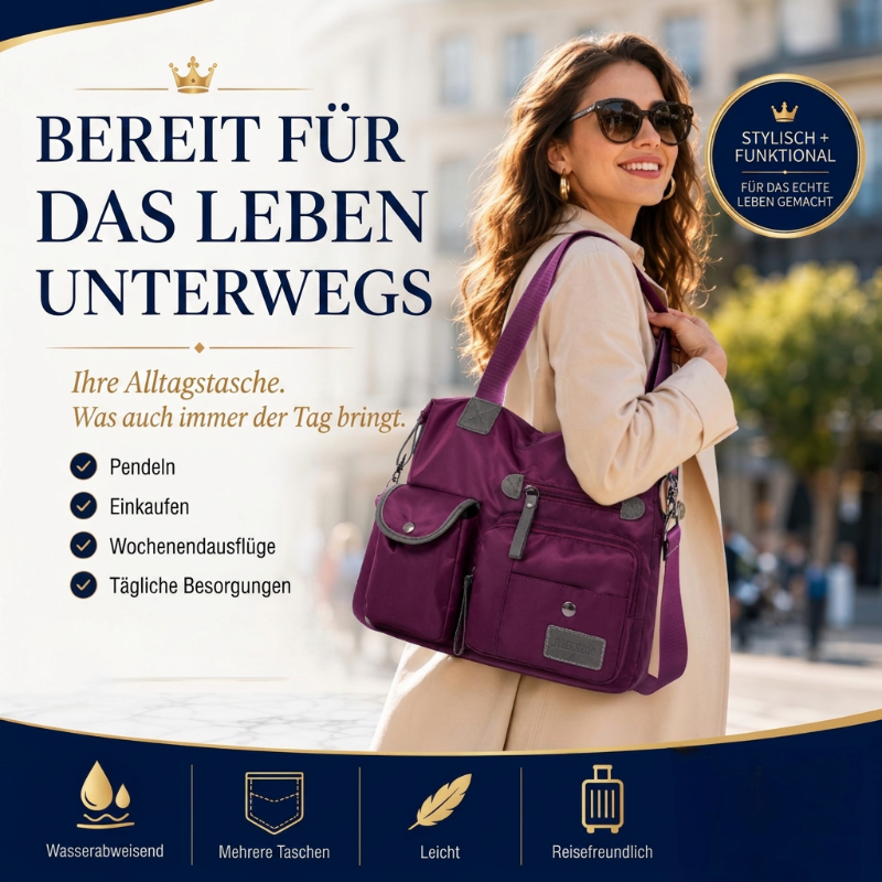 👜 LETZTER TAG 50% RABATT! Premium Alltags- & Reisetasche aus leichtem wasserabweisendem Oxford-Stoff, 3 Tragevarianten & viele Fächer