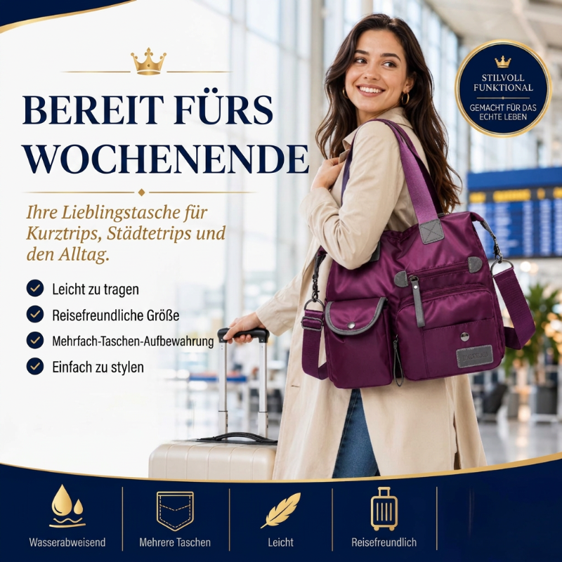 👜 LETZTER TAG 50% RABATT! Premium Alltags- & Reisetasche aus leichtem wasserabweisendem Oxford-Stoff, 3 Tragevarianten & viele Fächer