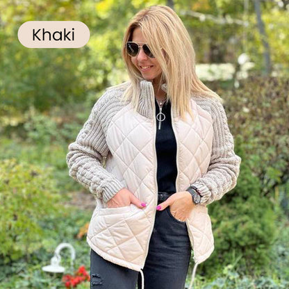 💥 Frühherbst-Sonderaktion: 50 % Rabatt！🔥Gestrickte Patchwork-Pufferjacke für Damen