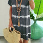 Batik-Streifen Kurzarm Loose T-Shirt-Kleid