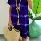 Batik-Streifen Kurzarm Loose T-Shirt-Kleid