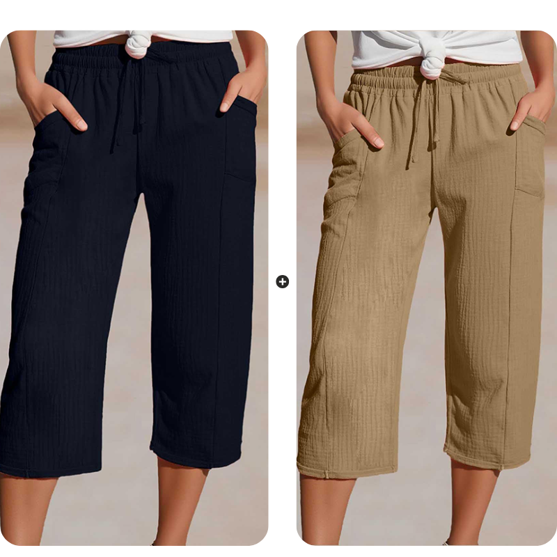 ✨ Leichte Damen-Capri mit Falten & verstellbarem Bund – Premium-Qualität für den Alltag!