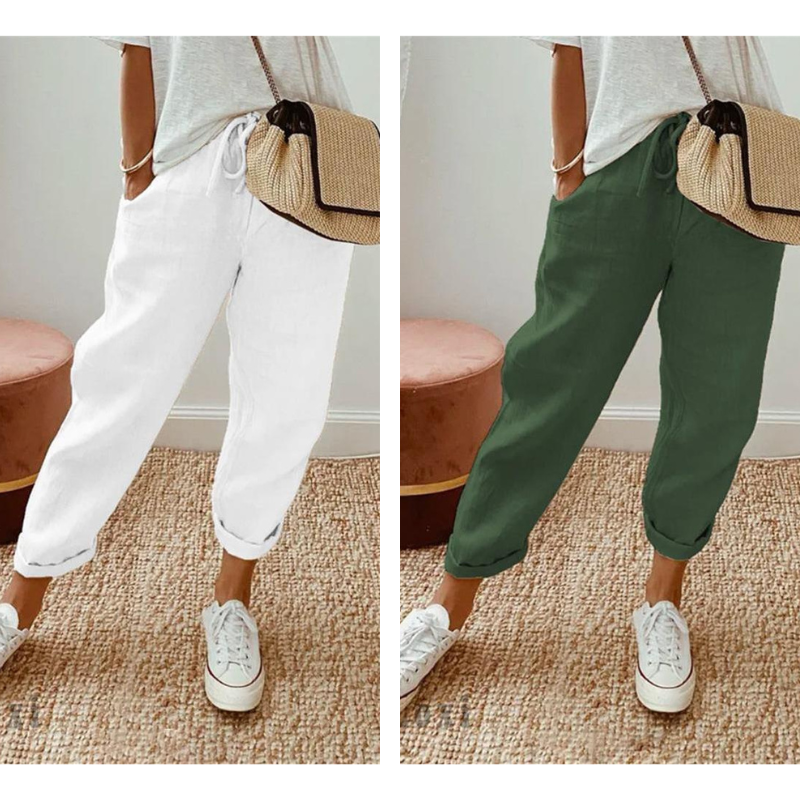 💕 50% RABATT! Damen Baumwoll-Leinenhose mit elastischem Bund – Lässig, bequem & atmungsaktiv!