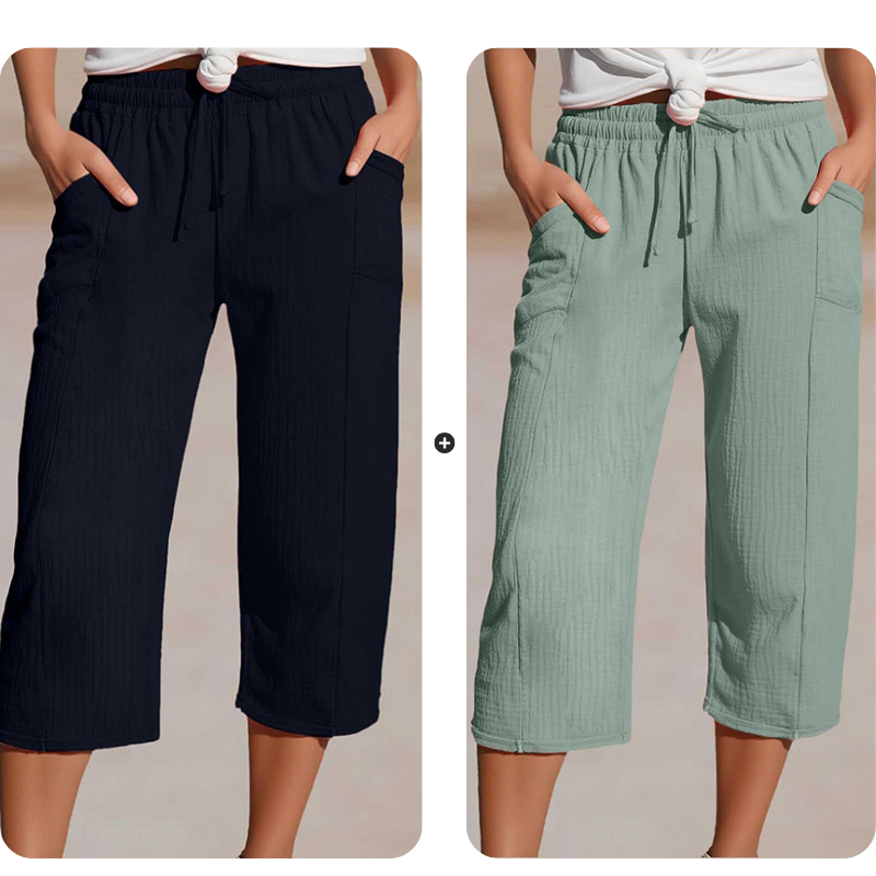 ✨ Leichte Damen-Capri mit Falten & verstellbarem Bund – Premium-Qualität für den Alltag!