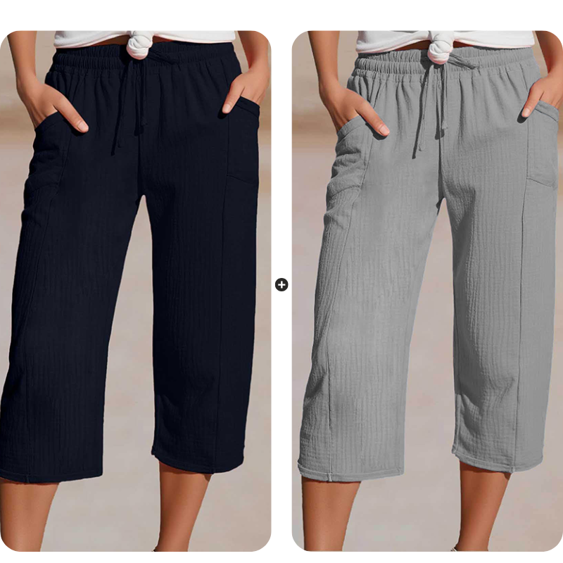 ✨ Leichte Damen-Capri mit Falten & verstellbarem Bund – Premium-Qualität für den Alltag!
