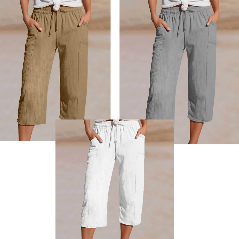 ✨ Leichte Damen-Capri mit Falten & verstellbarem Bund – Premium-Qualität für den Alltag!