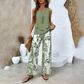 🌿 50 % RABATT FÜR BEGRENZTE ZEIT! 🩱 Damen 2-Teiler Sommer-Set – Ärmelloses Top mit asymmetrischem Saum + bedruckte Weitbeinhose, luftig für Urlaub & Alltag 💙