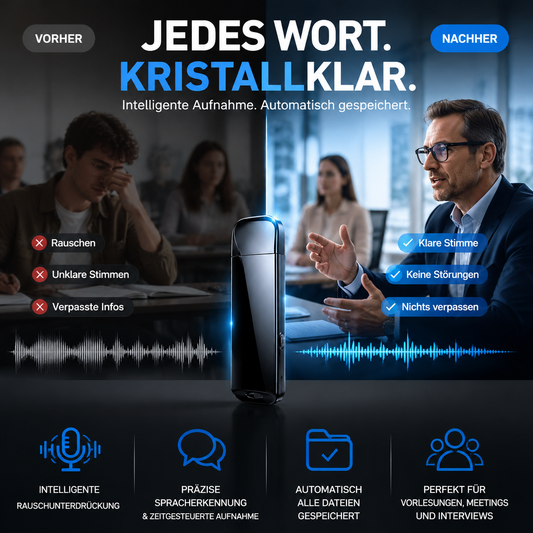 【🚗Zeitlich begrenztes Angebot – 50% Rabatt!!】🔒Verschlüsselter USB-Diktierrekorder | Datenschutz & Rauschunterdrückung & Einfache Bedienung