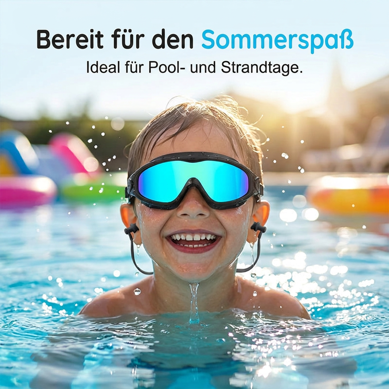 ⏰ Nur noch heute 50% Rabatt! 🏊 Kinder Schwimmbrillen Set 2 Stück, Anti-Beschlag & UV-Schutz, Weitwinkel-Glas mit Silikon-Dichtung & integrierten Ohrenstöpseln, bequemer Sitz für Jungen & Mädchen ✨