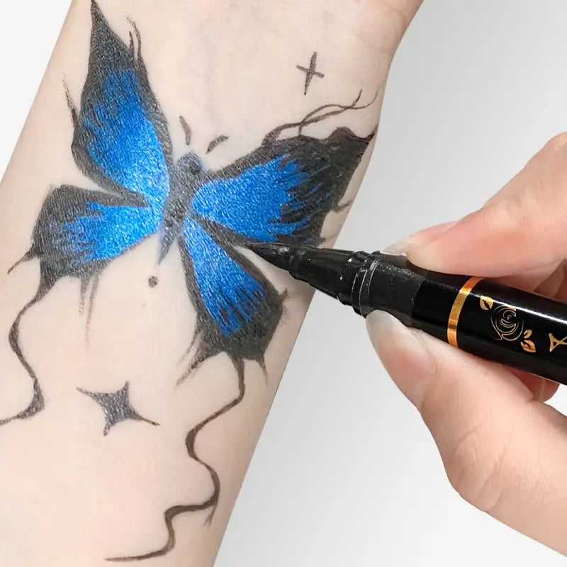 🎨50% OFF NOW! Temporary Tattoo Markers for Skin – Long-Lasting Waterproof Body Art Tattoo Pens, DIY Temporary Tattoo Kit for Parties, Festivals, Halloween & Cosplay