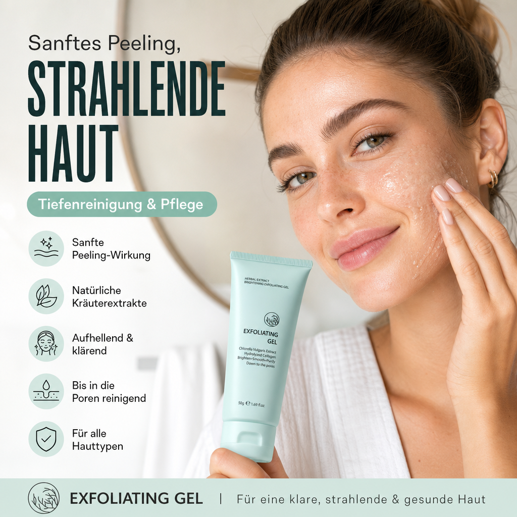 🔥Kräuter-Exfoliating Gel mit Chlorella & Kollagen – Aufhellendes Peeling für glatte, reine Haut