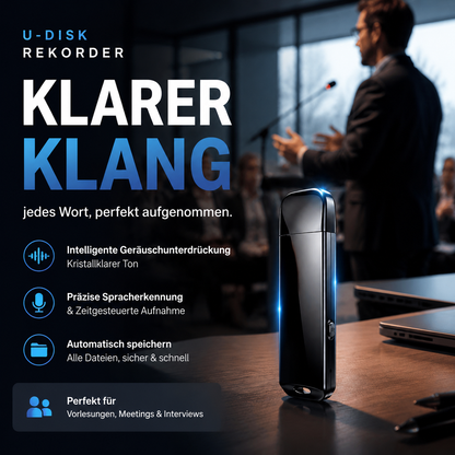 【🚗Zeitlich begrenztes Angebot – 50% Rabatt!!】🔒Verschlüsselter USB-Diktierrekorder | Datenschutz & Rauschunterdrückung & Einfache Bedienung
