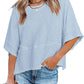 👕 LIMITIERTER 50% RABATT! Einfarbiges Patchwork-T-Shirt für Damen – Lockerer Schnitt, weite 5-Punkt Trompetenärmel, 3 Trendfarben